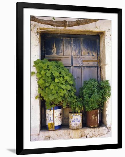 Windowsill, Paleohora, Crete, Greece-Peter Ryan-Framed Photographic Print