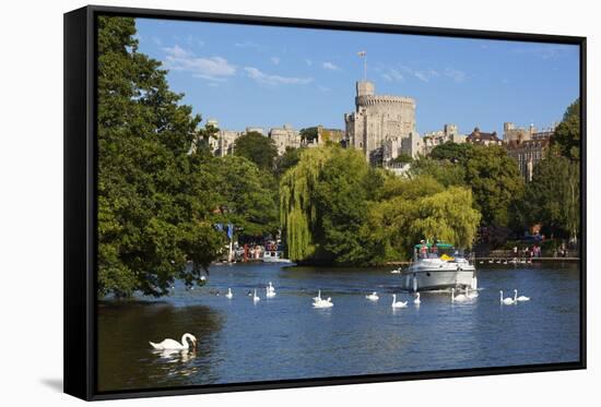 Windsor Castle and River Thames, Windsor, Berkshire, England, United Kingdom, Europe-Stuart Black-Framed Stretched Canvas