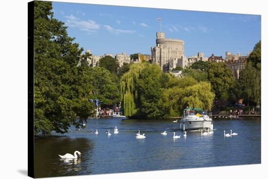 Windsor Castle and River Thames, Windsor, Berkshire, England, United Kingdom, Europe-Stuart Black-Stretched Canvas