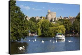 Windsor Castle and River Thames, Windsor, Berkshire, England, United Kingdom, Europe-Stuart Black-Stretched Canvas