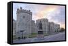 Windsor Castle and Statue of Queen Victoria at Sunrise, Windsor, Berkshire, England-Charlie Harding-Framed Stretched Canvas