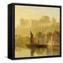 Windsor Castle from the Thames (Oil on Millboard)-William Daniell-Framed Stretched Canvas