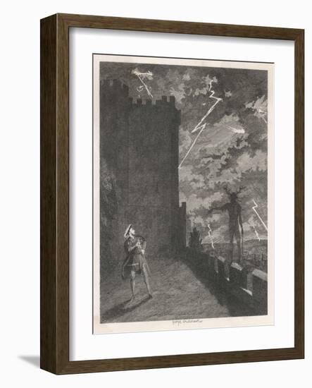 Windsor Castle Herne the Hunter Appears to Henry VIII on the Terrace in the Midst of a Storm-George Cruikshank-Framed Art Print