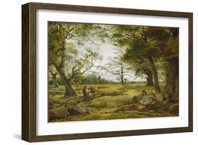 Windsor Forest ('Wood-Cutting in Windsor Forest')-John Linnell-Framed Giclee Print