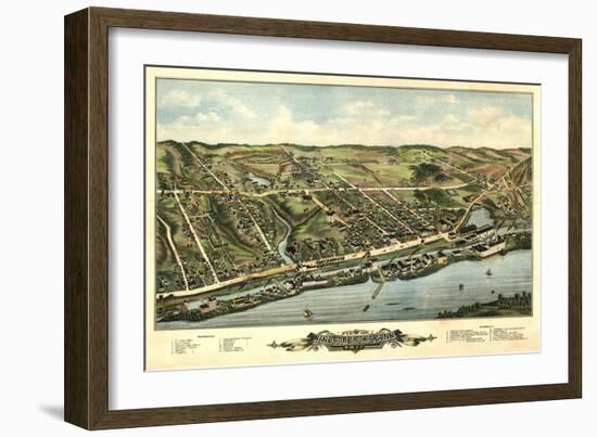 Windsor Locks, Connecticut - Panoramic Map-Lantern Press-Framed Art Print