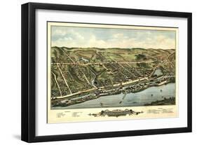 Windsor Locks, Connecticut - Panoramic Map-Lantern Press-Framed Art Print