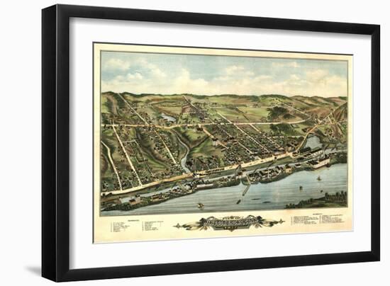 Windsor Locks, Connecticut - Panoramic Map-Lantern Press-Framed Art Print