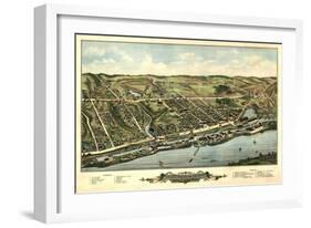 Windsor Locks, Connecticut - Panoramic Map-Lantern Press-Framed Art Print