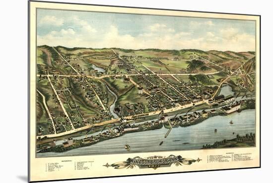 Windsor Locks, Connecticut - Panoramic Map-Lantern Press-Mounted Art Print
