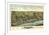 Windsor Locks, Connecticut - Panoramic Map-Lantern Press-Framed Art Print