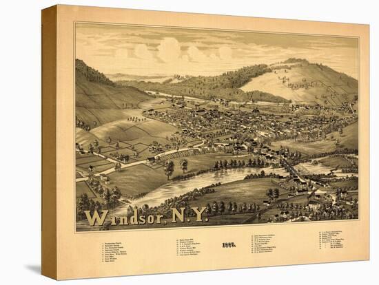 Windsor, New York - Panoramic Map-Lantern Press-Stretched Canvas