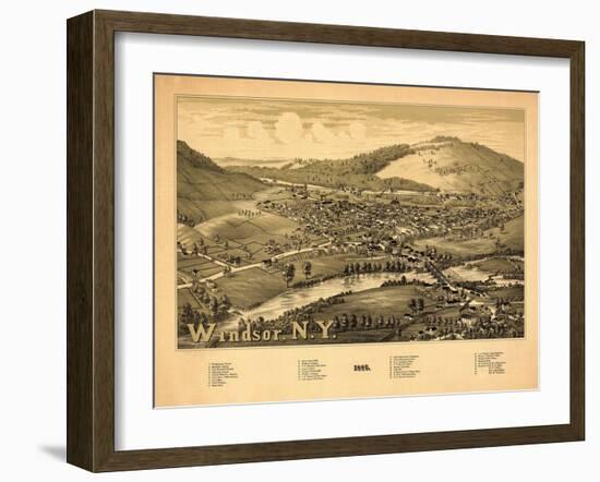 Windsor, New York - Panoramic Map-Lantern Press-Framed Art Print