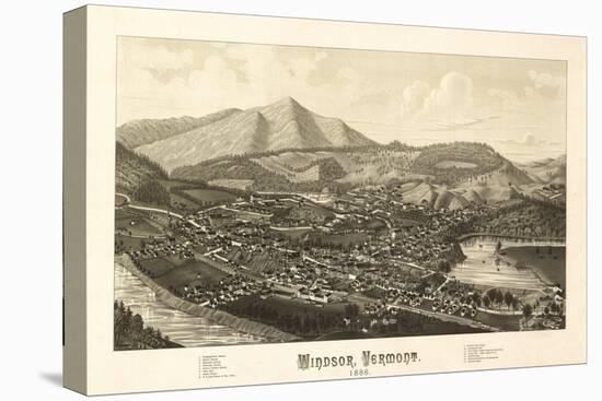 Windsor, Vermont - Panoramic Map-Lantern Press-Stretched Canvas