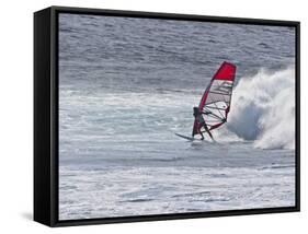 Windsurfer, Hookipa Beach Park, Maui, Hawaii, USA-Cathy & Gordon Illg-Framed Stretched Canvas