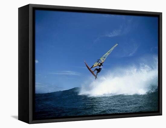 Windsurfer in Midair-null-Framed Stretched Canvas