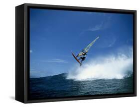 Windsurfer in Midair-null-Framed Stretched Canvas