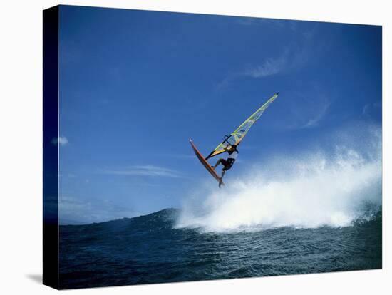 Windsurfer in Midair-null-Stretched Canvas