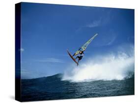 Windsurfer in Midair-null-Stretched Canvas