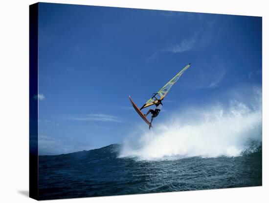 Windsurfer in Midair-null-Stretched Canvas