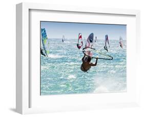 Windsurfer, Jump, Bolonia, Near Tarifa, Andalucia, Spain, Europe-Giles Bracher-Framed Photographic Print