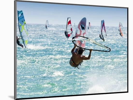 Windsurfer, Jump, Bolonia, Near Tarifa, Andalucia, Spain, Europe-Giles Bracher-Mounted Photographic Print