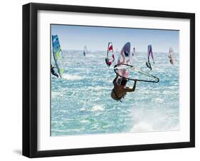 Windsurfer, Jump, Bolonia, Near Tarifa, Andalucia, Spain, Europe-Giles Bracher-Framed Photographic Print