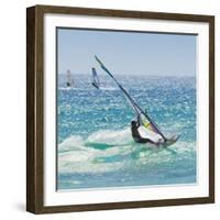 Windsurfer Riding Wave, Bonlonia, Near Tarifa, Costa de La Luz, Andalucia, Spain, Europe-Giles Bracher-Framed Photographic Print