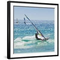 Windsurfer Riding Wave, Bonlonia, Near Tarifa, Costa de La Luz, Andalucia, Spain, Europe-Giles Bracher-Framed Photographic Print