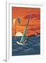 Windsurfers and Sunset-Lantern Press-Framed Art Print