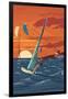 Windsurfers and Sunset-Lantern Press-Framed Art Print