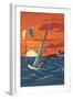 Windsurfers and Sunset-Lantern Press-Framed Art Print