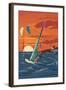 Windsurfers and Sunset-Lantern Press-Framed Art Print