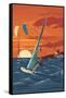 Windsurfers and Sunset-Lantern Press-Framed Stretched Canvas