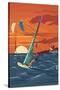 Windsurfers and Sunset-Lantern Press-Stretched Canvas