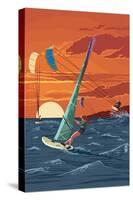 Windsurfers and Sunset-Lantern Press-Stretched Canvas