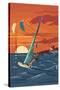 Windsurfers and Sunset-Lantern Press-Stretched Canvas