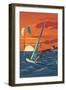 Windsurfers and Sunset-Lantern Press-Framed Art Print