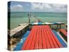 Windsurfers on Caravelle Beach, Grande Terre, Guadaloupe, Caribbean-Walter Bibikow-Stretched Canvas