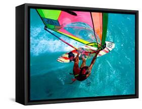 Windsurfing, Aruba, Caribbean-James Kay-Framed Stretched Canvas