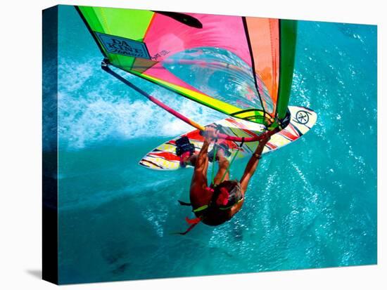 Windsurfing, Aruba, Caribbean-James Kay-Stretched Canvas