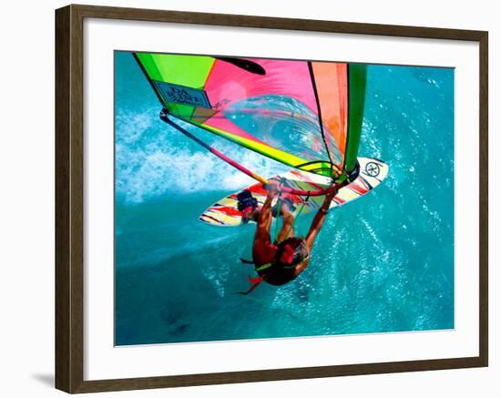 Windsurfing, Aruba, Caribbean-James Kay-Framed Photographic Print