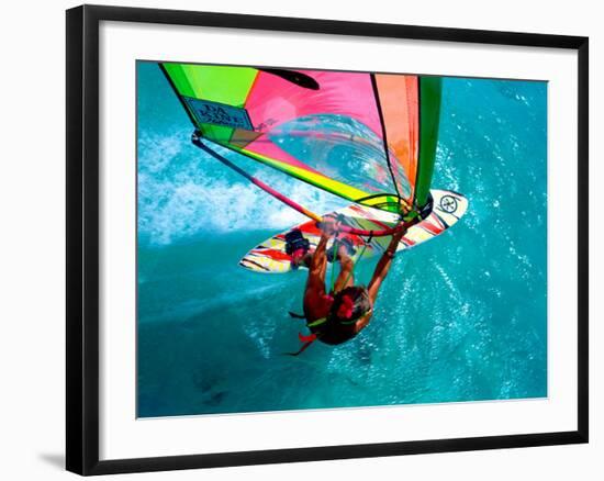 Windsurfing, Aruba, Caribbean-James Kay-Framed Photographic Print