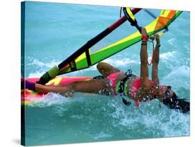 Windsurfing, Aruba, Caribbean-James Kay-Stretched Canvas