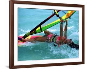 Windsurfing, Aruba, Caribbean-James Kay-Framed Photographic Print