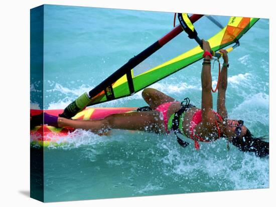 Windsurfing, Aruba, Caribbean-James Kay-Stretched Canvas