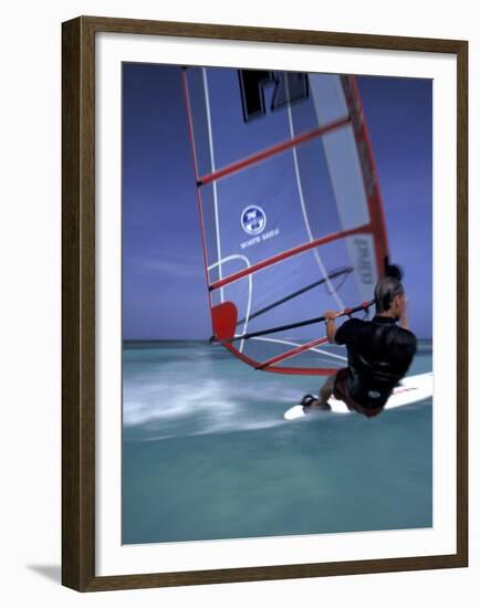 Windsurfing at Malmok Beach, Antigua, Caribbean-Greg Johnston-Framed Premium Photographic Print