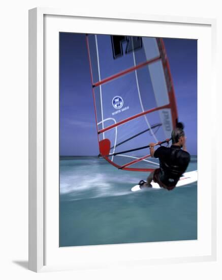 Windsurfing at Malmok Beach, Antigua, Caribbean-Greg Johnston-Framed Premium Photographic Print