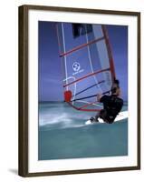 Windsurfing at Malmok Beach, Antigua, Caribbean-Greg Johnston-Framed Premium Photographic Print