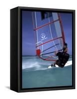 Windsurfing at Malmok Beach, Antigua, Caribbean-Greg Johnston-Framed Stretched Canvas