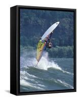 Windsurfing in Hood River, Oregon, USA-Lee Kopfler-Framed Stretched Canvas